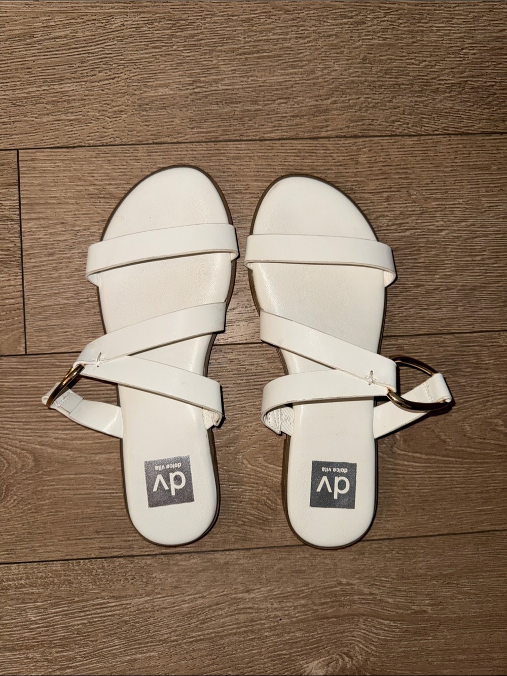 DV by Dolce Vita White Crisscross Slip-On Flat Sandals